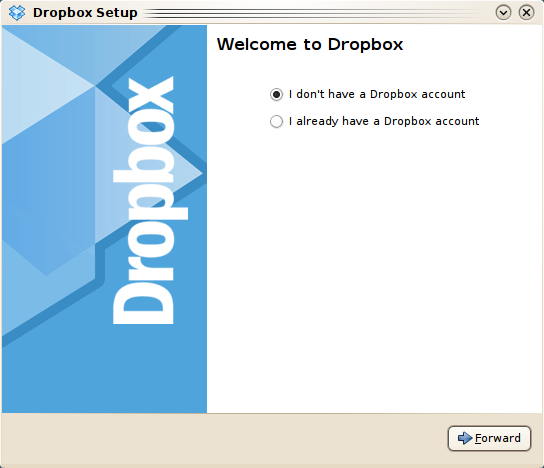 Screenshot: Setup-Assistent von Dropbox