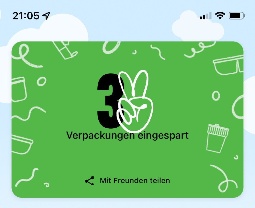 Vytal-App: 3 Verpackungen eingespart